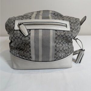 Coach Gray and Cream Patterned Shoulder Bag